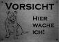Preview: Edelstahl Warnschild Old English Bulldog VORSICHT Hier wache ich!
